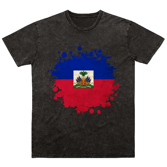 Haiti flags blob Mineral Wash T Shirts