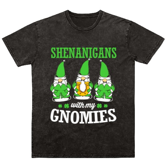 Clover St Patricks Day Shenanigans With My Gnomies Mineral Wash T Shirts