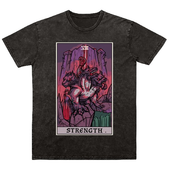 Strength Tarot Card Halloween Cerberus Greek Mytho Mineral Wash T Shirts