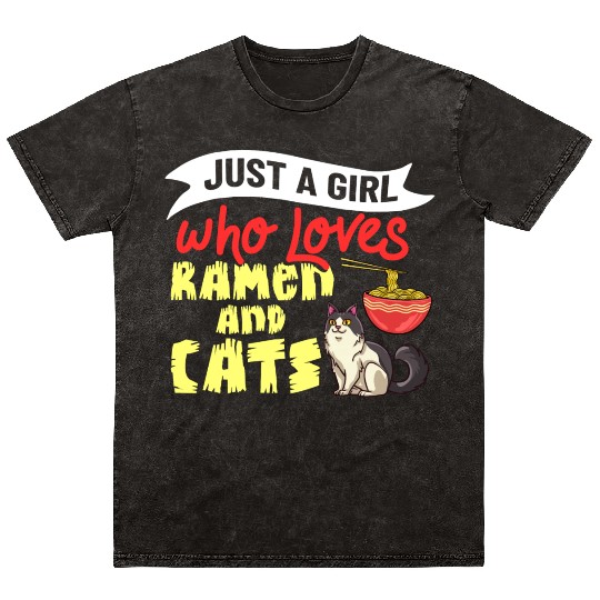 Ramen Cat Bowl Chicken Noodle Soup Japanese Mineral Wash T Shirts