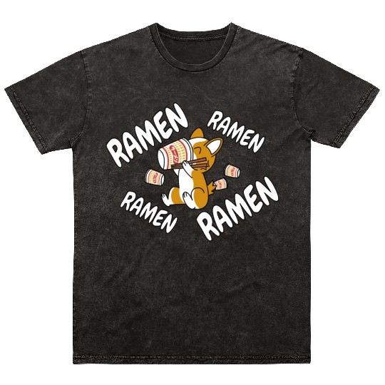 Corgi Instant Ramen Noodles Mineral Wash T Shirts