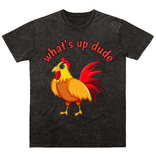 Angry Cartoon Cock Bird Mineral Wash T Shirts