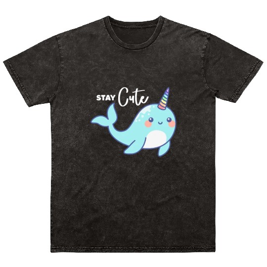Stay Cute, Narwhal Mineral Wash T Shirts