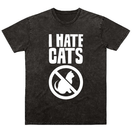 I Hate Cats Puppy Lover Dog Animal Sayings Mineral Wash T Shirts