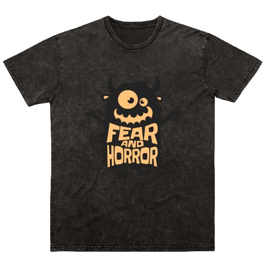 Crazy Monster Halloween Fear and Horror Design Mineral Wash T Shirts