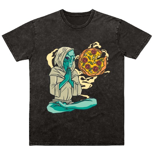 Pizza Alien Mineral Wash T Shirts