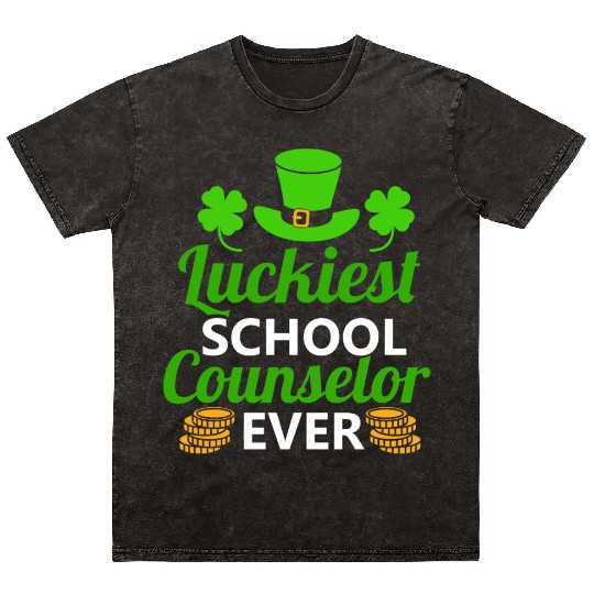 Luckiest School Counselor Ever St. Patrick's Day Mineral Wash T Shirts