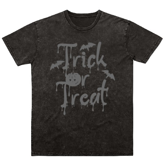 Halloween Trick or Treat Spooky Grey Color Font Mineral Wash T Shirts