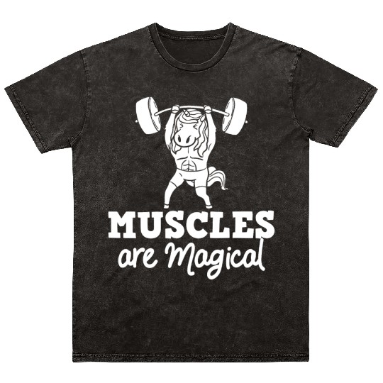 Unicorn Muscle Workout Fitness Training Sport Gym Mineral Wash T Shirts