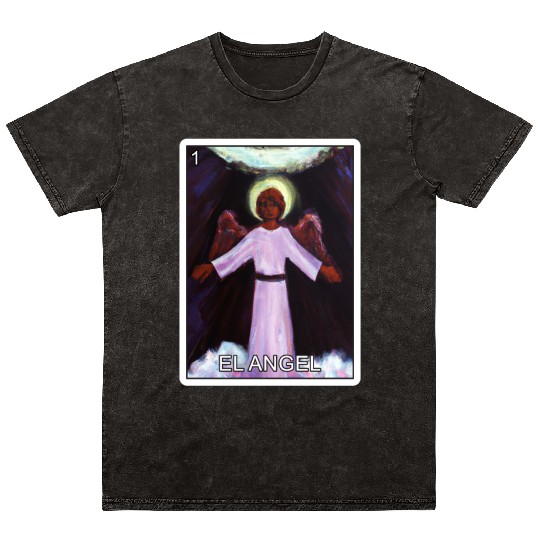 El Angel The Angel Card Mexican Lottery Card Mineral Wash T Shirts