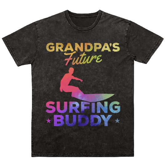 Surfing Baby Newborn Surfer Grandpa's Future Mineral Wash T Shirts