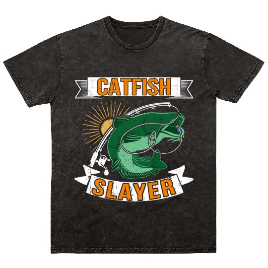 Catfish Slayer - Wels Catfish Hunter Mineral Wash T Shirts
