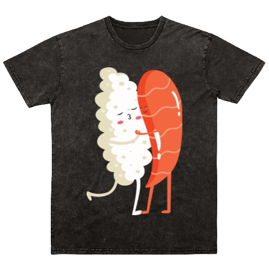 Sushi Japanese Food Kissing Lover Valentine Mineral Wash T Shirts