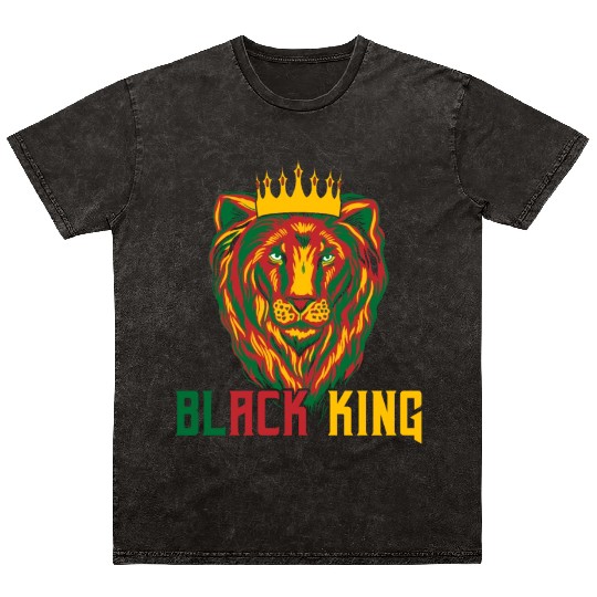 African American Lion Mineral Wash T Shirts