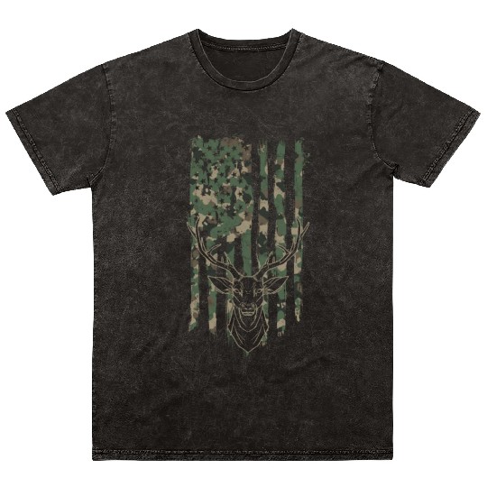 Silhouette of a deer with camouflage american Mineral Wash T Shirts