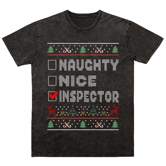 Naughty Nice Inspector, Matching Christmas Group Mineral Wash T Shirts