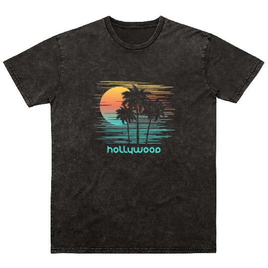 Hollywood California Stylish Souvenir Vacation Mineral Wash T Shirts