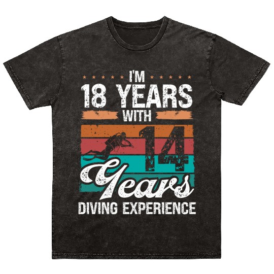 32 Birthday Idea Scuba Diving 32 Year Old Diver Mineral Wash T Shirts