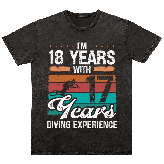 35 Birthday Idea Scuba Diving 35 Year Old Diver Mineral Wash T Shirts