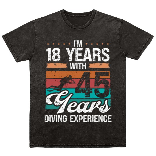 63 Birthday Idea Scuba Diving 63 Year Old Diver Mineral Wash T Shirts