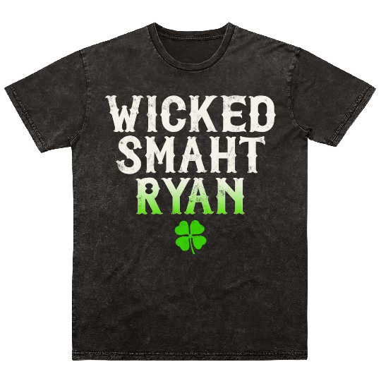 Wicked Smaht Ryan Clan Boston Irish Slang Mineral Wash T Shirts