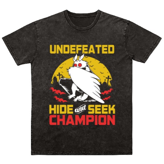 Undefeated Hide And Seek Champion Funny Mothman Mineral Wash T Shirts