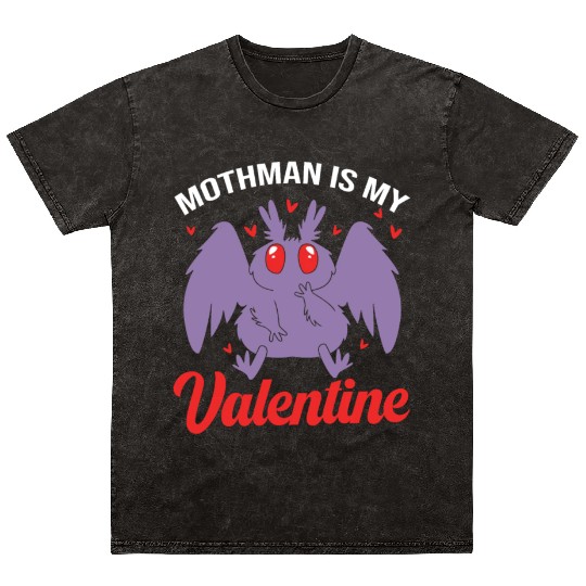 Funny Valentines Day Cryptid Cute Mothman Mineral Wash T Shirts