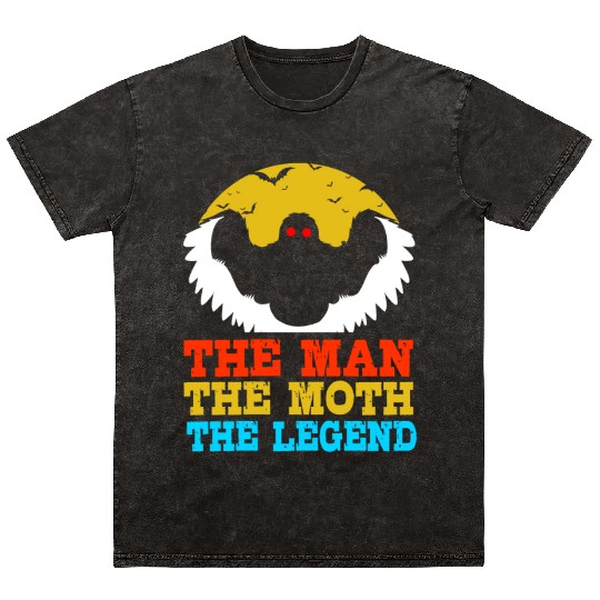 Retro Mothman Cryptid The Man The Moth The Legend Mineral Wash T Shirts