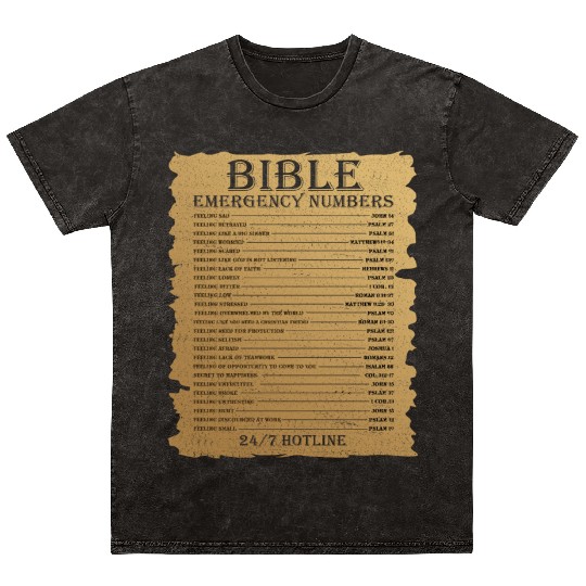 Funny Bible Emergency Number Jesus Christian Mineral Wash T Shirts