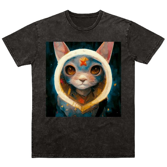 Realistic cat in space painting Mineral Wash T Shirts