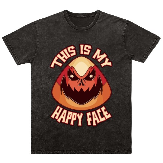 Candy Corn Halloween This Is My Happy Face Funny Mineral Wash T Shirts