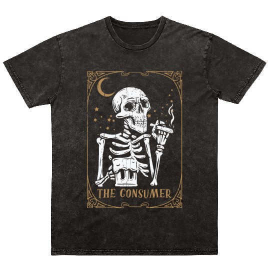 Alcohol Tarot Card Occult Club Gothic Consumer Mineral Wash T Shirts