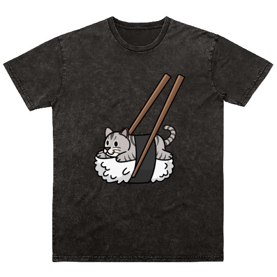 American Shorthair Cat Nigiri Sushi Mineral Wash T Shirts