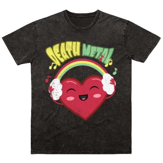 Death Metal Cute Heart Mineral Wash T Shirts