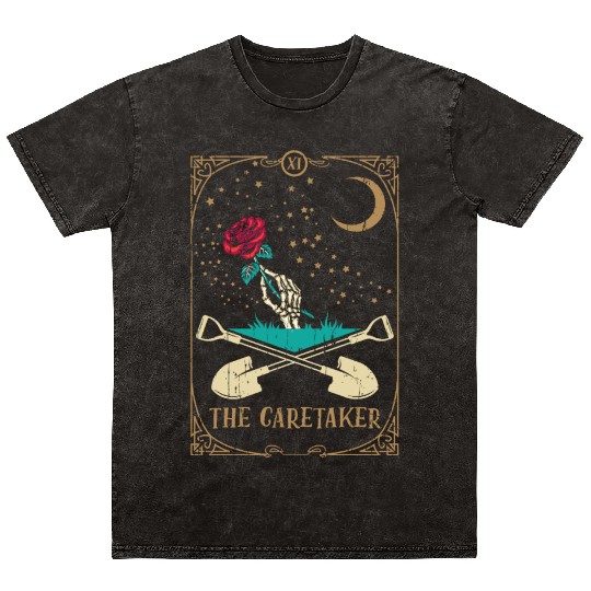 Rose Tarot Card Occult Club Gothic Caretaker Mineral Wash T Shirts