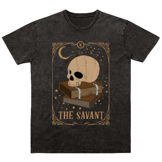 Book Savant Tarot Card Occult Club Gothic Mineral Wash T Shirts