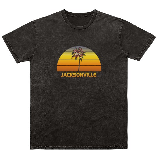 Jacksonville Florida Palm Tree Christmas Lights Mineral Wash T Shirts