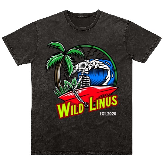 Surfing Skull by Wild Linus Germany Mineral Wash T Shirts