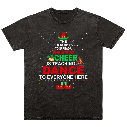 Dance Teacher Christmas Mineral Wash T Shirts Elf Cheer Mineral Wash T Shirts