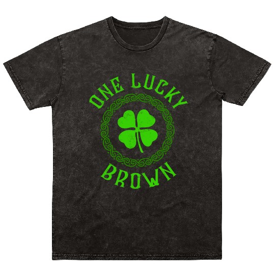 One Lucky Brown Irish Family 4 Leaf Clover Mineral Wash T Shirts