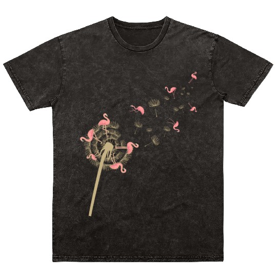 Dandelion Flamingo Tropical Bird Mineral Wash T Shirts
