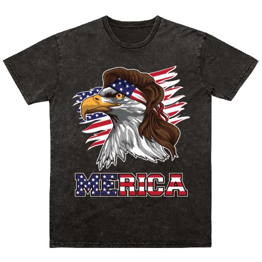 American Bald Eagle Mullet Merica Bird Of Prey Mineral Wash T Shirts