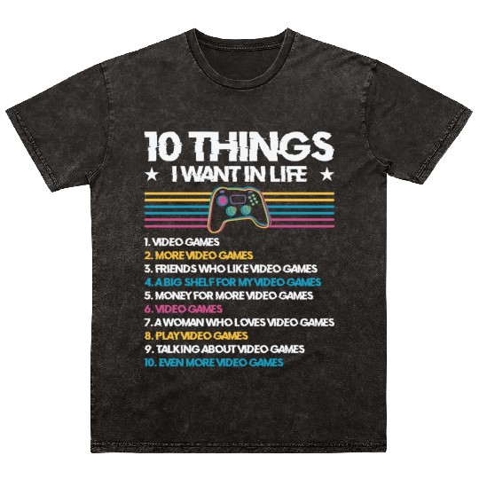 Gaming Gamer Playing Video Game Computer Mineral Wash T Shirts