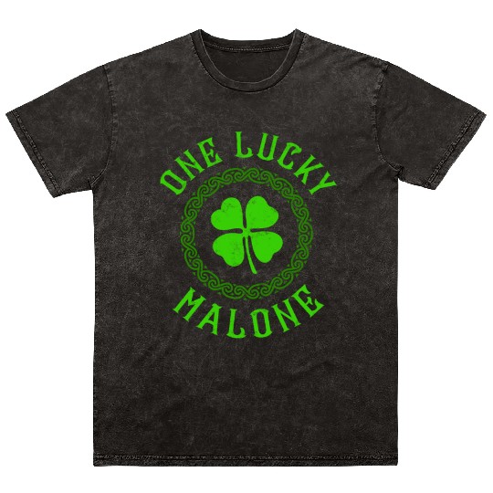 One Lucky Malone Irish Family Four Leaf Clover Mineral Wash T Shirts