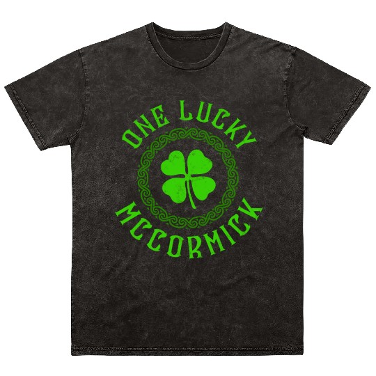 One Lucky McCormick Irish Family Four Leaf Clover Mineral Wash T Shirts