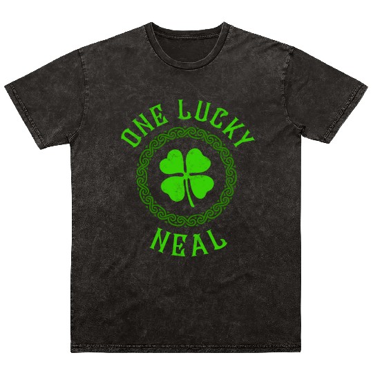 One Lucky Neal Irish Family Four Leaf Clover Mineral Wash T Shirts