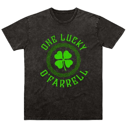 One Lucky O'Farrell Irish Family Four Leaf Clover Mineral Wash T Shirts