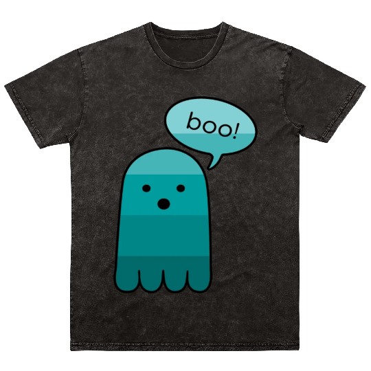 Persian Green Boo Ghost Halloween Mineral Wash T Shirts