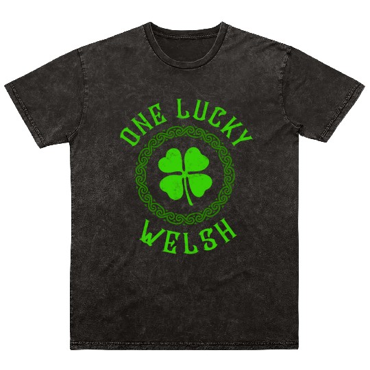 One Lucky Welsh Irish Family Four Leaf Clover Mineral Wash T Shirts