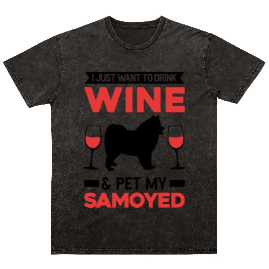 Samoyed And Wine Mineral Wash T Shirts